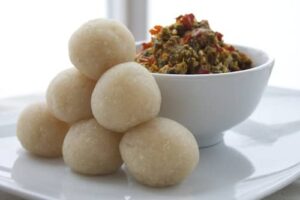 Eba, Egusi soup & Beef